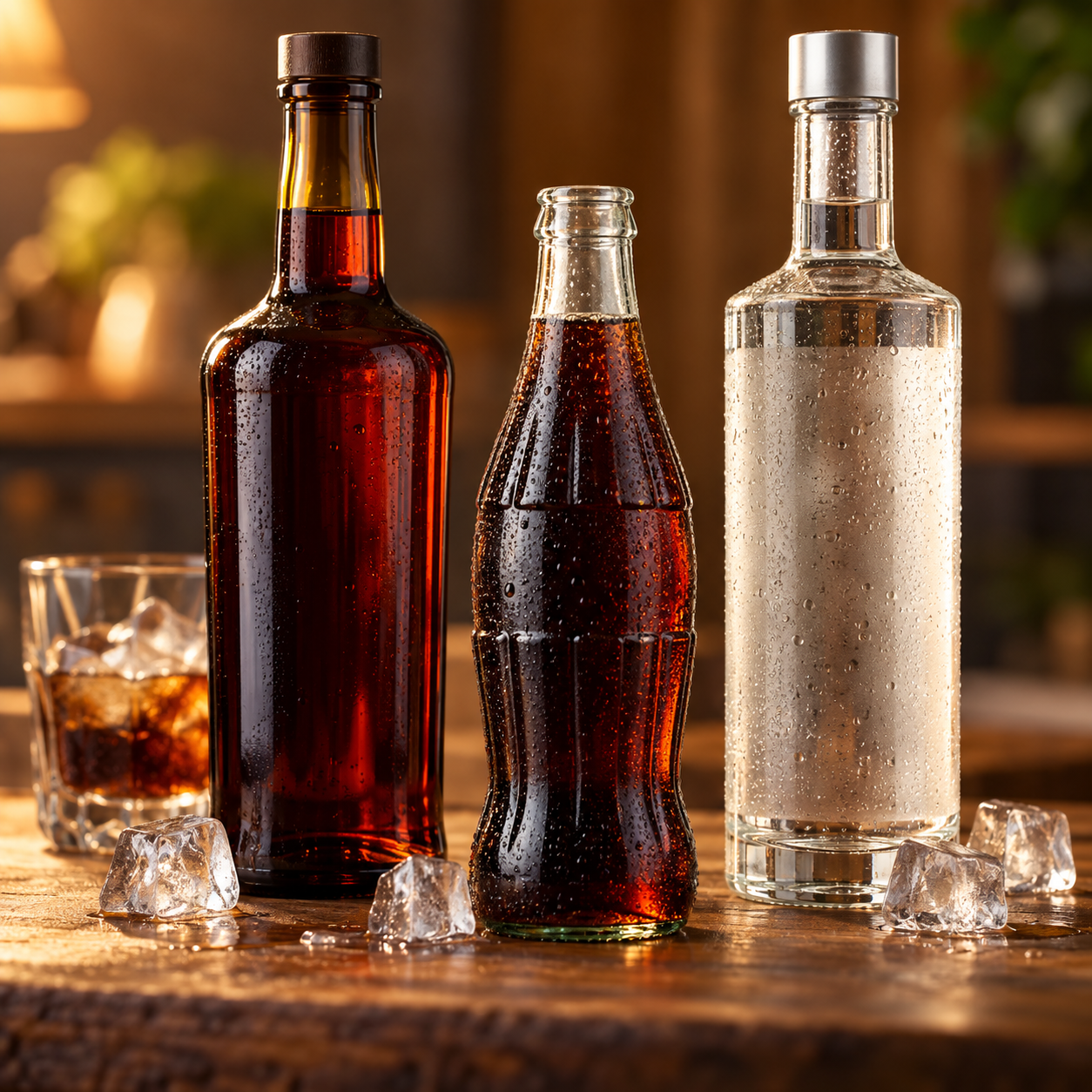Botellas de gaseosa y bebidas alcohólicas